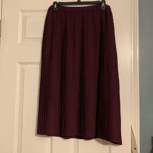 Eileen Fisher Plum Pleated A-Line Midi Skirt